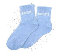 MASSA Chaussettes Paillettes - Taille Unique - Connasse, Bichette, Chaton, Bad Bitch, Patate, Casse Couilles, Blondinette, Brunette, Anti Connard, Tana - Chaussettes à Paillettes (Bichette)