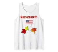 Massachusetts Souvenir Feuilles d'automne Feuillage Drapeau US Débardeur