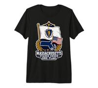 Massachusetts Stands Under One Flag T-Shirt Haut de Gamme