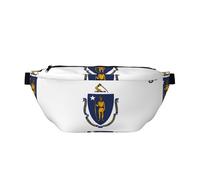 Massachusetts State Flag Print Women Men Essentials Belt Bag Large Hiking Travel Crossbody Fanny Waist Pack Easy Carry Any
