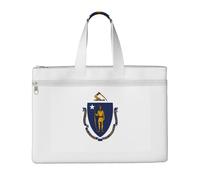 Massachusetts State Flag Sac à main 26 x 38,1 cm 2 poches à fermeture éclair Capacité généreuse pour dossiers - Idéal pour les travaux manuels et les voyages