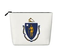 Massachusetts State Flag Sac de voyage polyvalent Trousse de maquillage Grande capacité Trousse de toilette à fermeture éclair, Noir , Taille unique, Trousse de toilette