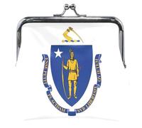 Massachusetts State National Flag Porte-monnaie et pochettes pour femme avec boucle Baiser Lock, drapeau national de l'état du massachusetts, Classique