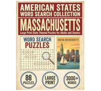 Massachusetts Word Search Puzzle Book: Large Print State Themed Puzzles for Adults and Seniors: Explore Local Cities, History, Facts and Waterfalls with Alphabetical Word Lists