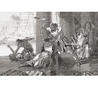 Massacre des Hivites par Siméon et Levi pour venger le viol de leur sœur Dinah par Shechem fils de Hamor le Hivite. De l'histoire universelle de Cassell publié 1888. Poster imprimé par Ken Welsh (18 x