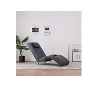 Chaise Longue De Massage Avec Oreiller Gris Similicuir Daim Gris
