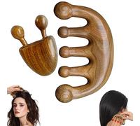 Massage de drainage lymphatique naturel 2pcs ronde dent large dent sans statique tête de santal peigne peigne multi-fonctionnal masseur de cuir chevelu pour le cuir chevelu pour le cuir chevelu