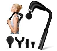 Massage Gun with Upgraded Extension Handle,Back Massage Gun Deep Tissue,4 Replaceable Heads & 9 Speed Levels,Portable Percussion Muscle Massager for Shoulder, Thigh, Waist & Neck (Black)