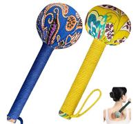 Massage Hammer,Lymphatic Drainage Hammer,Lymphatic Drainage Hammer For Body,Wormwood Massage Hammer With Massage Tool For Back Pain Relief,Muscle Relaxation Meridian Activation (BLU+YEL)