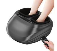 Massage pieds avec chaleur | Masseur de pieds compression d'air massage | avec Chaleur et Contrôle à Distance | Masseur de pieds électrique à 3 intensités | Pour Bureau & Détente à Domicile (Black)