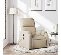 Massage Recliner Chair with Vibration, Cream Microfiber Fabric, Manual Recline to 135 Degrees, 6 Point Massage for Living Room and Bedroom, Comfortable Home Office Chair with Pocket, Supports 110kg