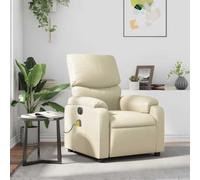 Massage Recliner Chair with Vibration, Manual Recline to 135 Degrees, 6-Point Massage, Cream Faux Leather, for Living Room and Bedroom, Comfortable Home Office Chair with Side Pocket, Max Load 110kg