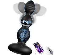 Massager Prostatique 3-en-1 Étanche Silicone Noir Petit 12 Vib App Contrôle Perles Anales Vibrantes Hommes Femmes