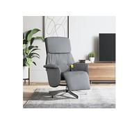 Fauteuil Inclinable de Massage et Repose-pieds, Siège avec Accoudoirs, Chaise de Relaxation avec Dossier Salon, Moderne, Gris Clair Tissu