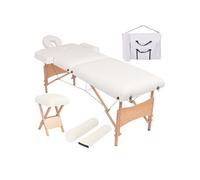 Table de massage vidaXL Table de massage pliable et tabouret 10 cm d'épaisseur Blanc