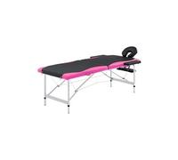Massagetafel inklapbaar 2 zones aluminium zwart en roze110232