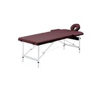 vidaXL Table de Massage Pliable Lit de Massage Banc Canapé Thérapie Cosmétique Portable Professionnel Shiatsu Reiki 2 Zones Aluminium Violet Vin Pourpre