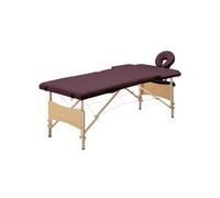 vidaXL Table de Massage Pliable Lit de Massage Banc Canapé Thérapie Cosmétique Portable Professionnel Shiatsu Reiki 2 Zones Violet Vin Bois Pourpre