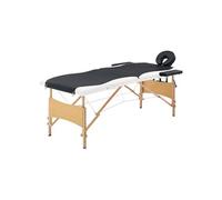 vidaXL Table de Massage Pliable Lit de Massage Banc Canapé Thérapie Cosmétique Portable Professionnel Shiatsu Reiki 2 Zones Noir et Blanc Bois Blanc