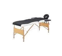 vidaXL Massagetafel inklapbaar 2 zones hout zwart en wit110204 Blanc G
