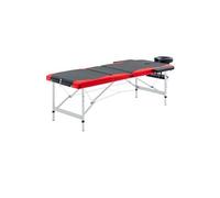 vidaXL Massagetafel inklapbaar 3 zones aluminium zwart en rood110238 Noir G