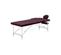 vidaXL Table de Massage Pliable Lit de Massage Banc Canapé Thérapie Cosmétique Portable Professionnel Shiatsu Reiki 3 Zones Aluminium Violet Vin Pourpre