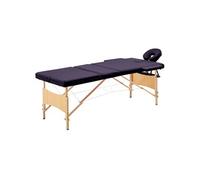 vidaXL Table de Massage Pliable Lit de Massage Banc Canapé Thérapie Cosmétique Portable Professionnel Shiatsu Reiki 3 Zones Violet Bois Pourpre