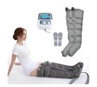 Massageur de Jambes à Compression d'Air - 6 Chambres pour Pieds et Mollets, Thérapie de Drainage Lymphatique pour Jambes Lourdes et Fatiguées, Pression Réglable et Portable (Gris)