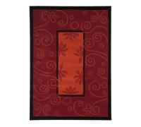 MASSAI - Tapis imprimé cadre et motifs floraux touche zen à votre intérieur 170 x 120 cm Rouge
