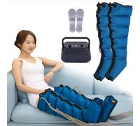 Masseur à Compression D'Air Pour Jambes/Bras/Taille, Bottes de Pressothérapie 6 Chambres - Drainage Lymphatique Complet - Contre Jambe Lourde (Bleu, 2jambes+2bras+taille)