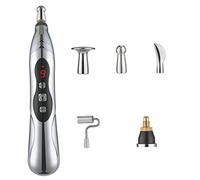 Masseur à Main Le Stylo à Acupuncture éLectronique 9 Engrenages Usb Pen Rechargeable Stylo Pour Soulagement De La Douleur Pen Vibrant Avec 5 TêTes De Massage Pour La Douleur En Relief