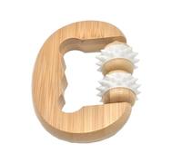 Masseur à Rouleaux Manuel en Bois, Poignée Ergonomique, Double Bille | Caoutchouc et Bois, Surface Lisse, Usage à Maison Déplacement, pour Dos et Voûtes Plantaires