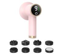Masseur Anti-Cellulite Électrique Rechargeable Rose Poudré, Appareil Minceur 9 Vitesses, 8 Têtes pour Jambes, Cuisses, Ventre, Fessiers