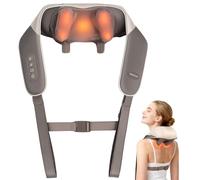 Masseur Cervical 4D Shiatsu sans Fil avec Chauffage, 360° Pétrissage Profond, 130Min, Housse Lavable, Sangle Ajustable Pour Détendre Nuque, Dos et Épaules, Idéal Cadeau Noël Homme Maman Papa Femme