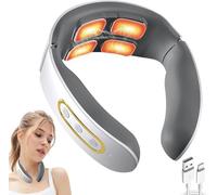 Masseur Cervical,6 Modes 9 Niveaux Massage de cou Electrique Intelligent,Massage à Impulsions sur 4 Têtes et Fonction de Chauffage à Température Constante pour Traitement des Douleurs au Cou