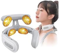 Masseur Cervical, Masseur de Cou Impulsions Électromagnétiques avec Fonction de Chauffage,Relaxation du Cou pour le Soulagement de la Douleur avec 3 Modes,Masseur Sans Fil pour Maison et Bureau, Blanc