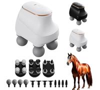 Masseur Chevaroo à 4 têtes, masseur pour chevaux - 12 niveaux réglables et têtes interchangeables, chargement portable USB, vibrations haute fréquence faible bruit, un massage personnalisé(Blanc)