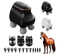 Masseur Chevaroo à 4 têtes, masseur pour chevaux - 12 niveaux réglables et têtes interchangeables, chargement portable USB, vibrations haute fréquence faible bruit, un massage personnalisé(Noir)