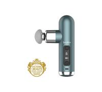Terraillon Pistolet de massage mini — 6 vitesses, 4 embouts, zone chauffante, USB-C, 5h — Bleu-Vert