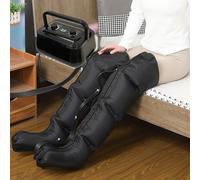 Masseur De Compression D'air Électrique À 6 Cavités Bottes Pressothérapie Jambes et Ventre et Bras, Drainage Lymphatique Jambes et Pieds Soulagement de la Fatigue (Black Leg Massager, 4 Cavity)