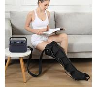 Masseur De Compression D'air Électrique À 6 Cavités Bottes Pressothérapie Jambes et Ventre et Bras, Drainage Lymphatique Jambes et Pieds Soulagement de la Fatigue (Black Leg Massager, 6 cavities)