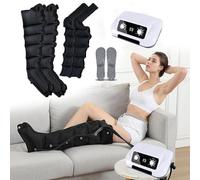 Masseur De Compression D'air Électrique À 6 Cavités, Bottes Pressothérapie Jambes Et Ventre, Massage Lymphatique Drainant Jambes, Favoriser La Circulation Sanguine (Black, 2 arms 2 legs)