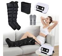 Masseur De Compression D'air Électrique À 6 Cavités, Bottes Pressothérapie Jambes Et Ventre, Massage Lymphatique Drainant Jambes, Favoriser La Circulation Sanguine (Black, 2 legs + waist)