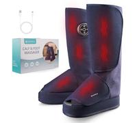 Masseur de compression d'air pour jambes et pieds Aspria, charge sans fil, vibration du pied, trois niveaux d'intensité de massage, large plage réglable, taille 47 UE (bleu)
