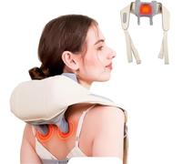Masseur de cou portable avec chaleur, massage shiatsu des tissus profonds pour soulagement de la douleur, rechargeable sans fil, pour le cou, les pièges, les épaules, le dos, les muscles