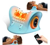 Masseur de cou, relaxant pour le cou et les épaules avec chaleur, 3 modes, oreillers portables pour soulager la douleur et détendre les muscles, dispositif de traction cervicale angle de 26° pour le