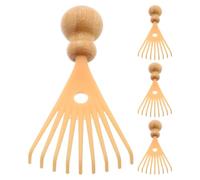 Masseur de Cuir Chevelu en Bambou et PP Manuel 4 Pièces, Beige | Peigne de Massage Drainant, Brosse Capillaire Légère, Usage Travail et Affaires, pour Peaux Sensibles