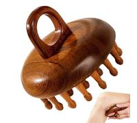 Masseur de cuir chevelu en bois - Brosse à cheveux multifonction en bois de santal - 7,5 x 7,5 x 7 cm - Masseur méridien pour homme et femme - Brosse portable pour cuir chevelu à 28 dents - Massage