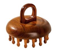 Masseur de cuir chevelu en bois, peigne en bois de santal naturel, brosse à tête multifonction à 28 dents, outil de massage méridien stimulant 7,5 x 7,5 x 7 cm, design antistatique et respectueux des
