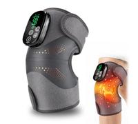 Masseur de Genoux Chauffant Sans Fil avec lumière rouge, Massage genou électrique - 3 vibrations et 3 chaleurs, 5000 mAh, pour genoux/coudes/épaules - Cadeau pour maman et papa